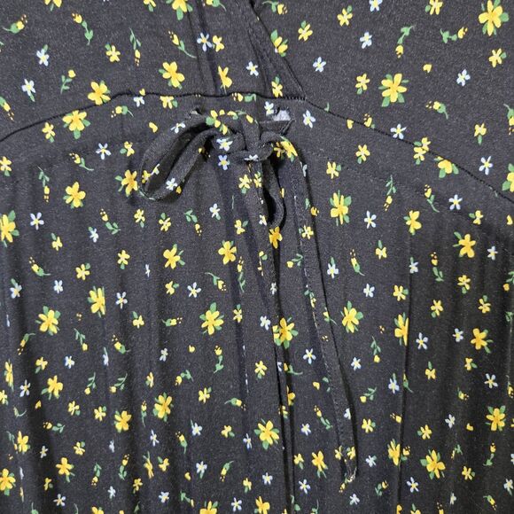ASOS Maternity Dress Ditzy Floral Long V Tie Front 8 Black Yellow - Picture 7 of 16